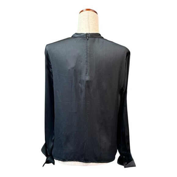 J Crew Womens Satin Drape Top~Size 4~Black Classic Long Sleeve Formal Blouse New - Picture 6 of 12
